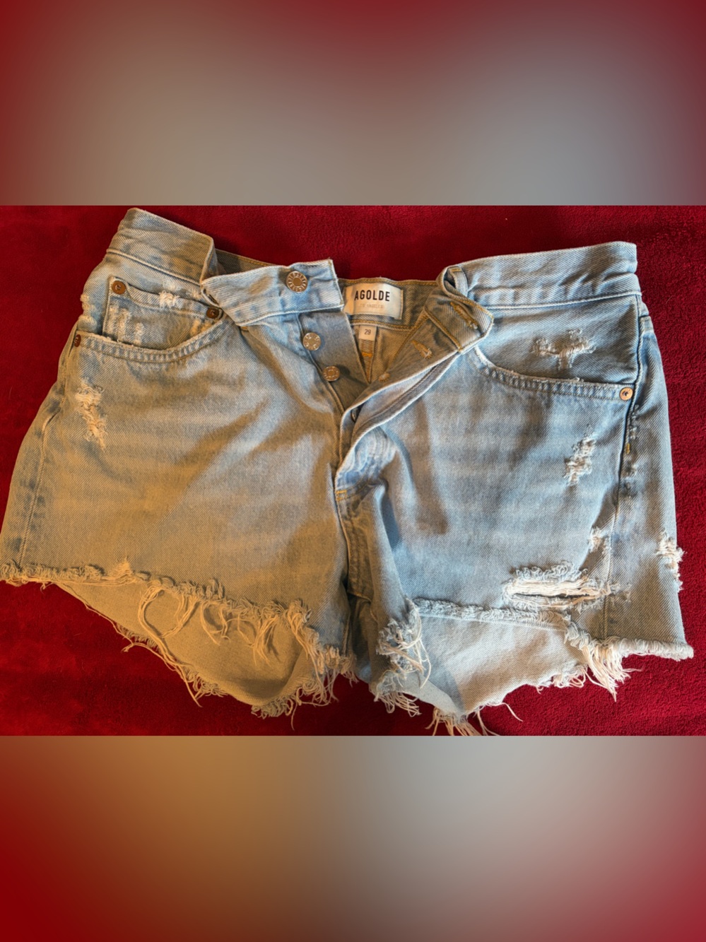 Agolde Light Wash Distressed Vintage cut off shorts